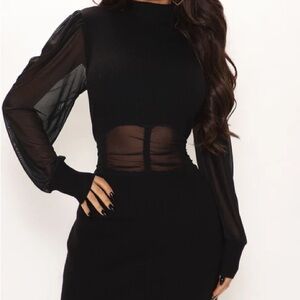 Ruching To You Sweater Midi Dress - Black